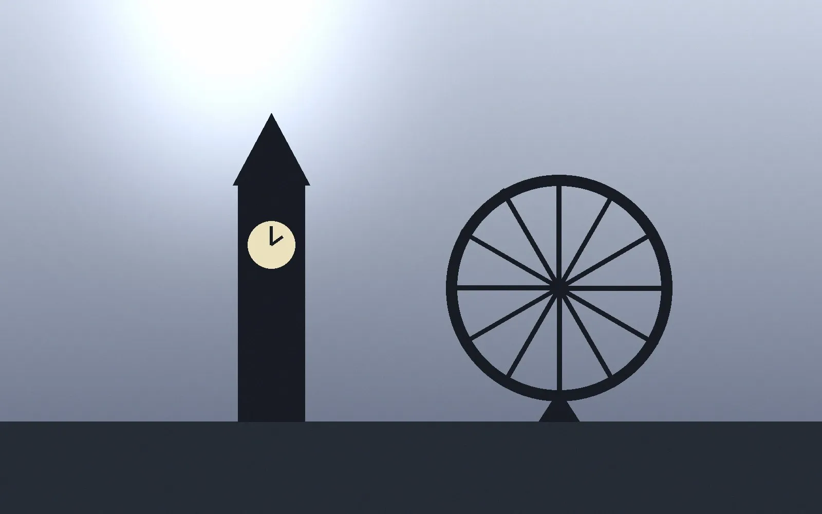 Illustration of Big Ben and the London Eye at dusk