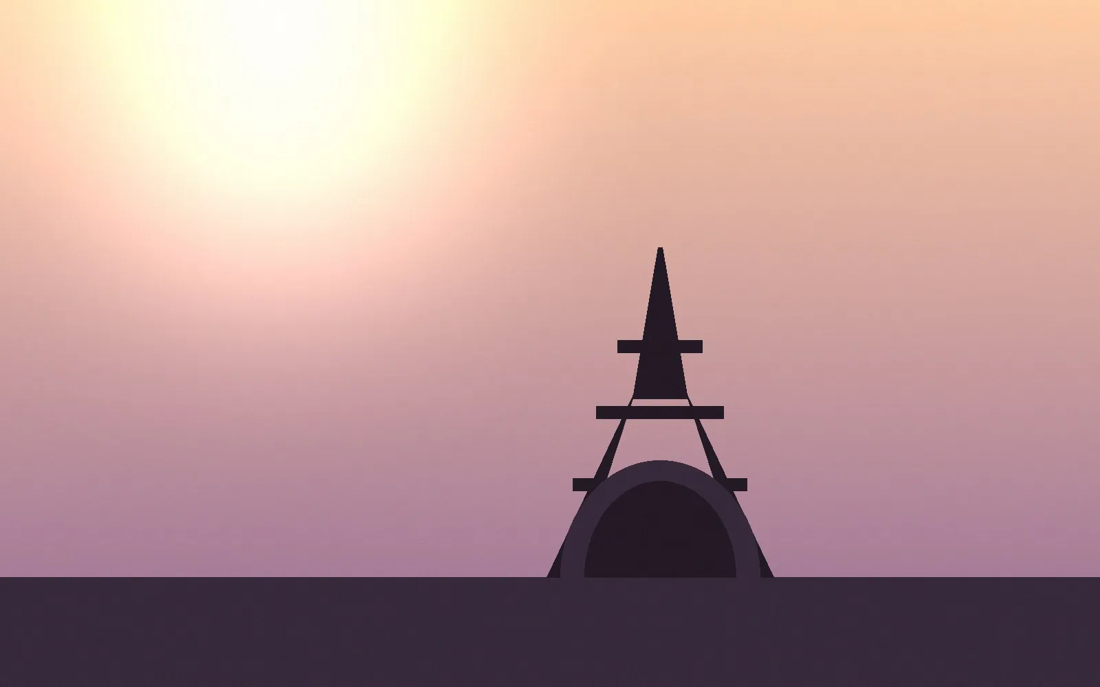 Illustration of the Eiffel Tower silhouette at dusk