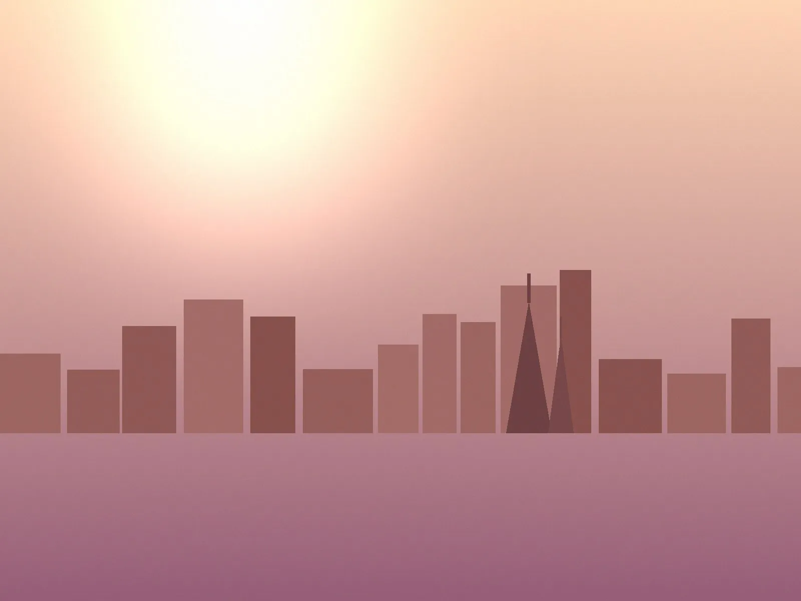 Illustration of a warm European rooftop skyline with a cathedral spire