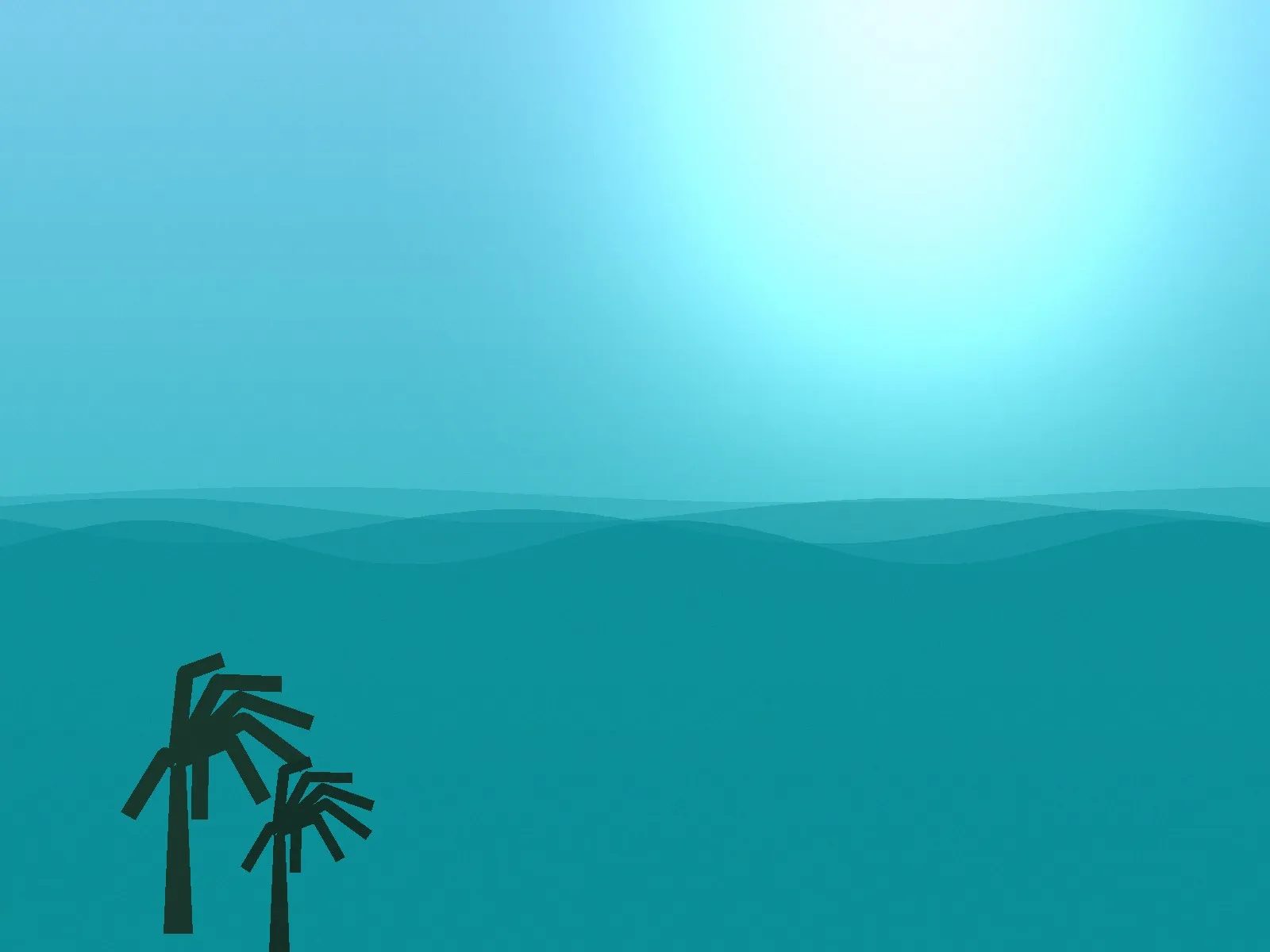 Bright illustration of a turquoise Florida coastline with palm trees