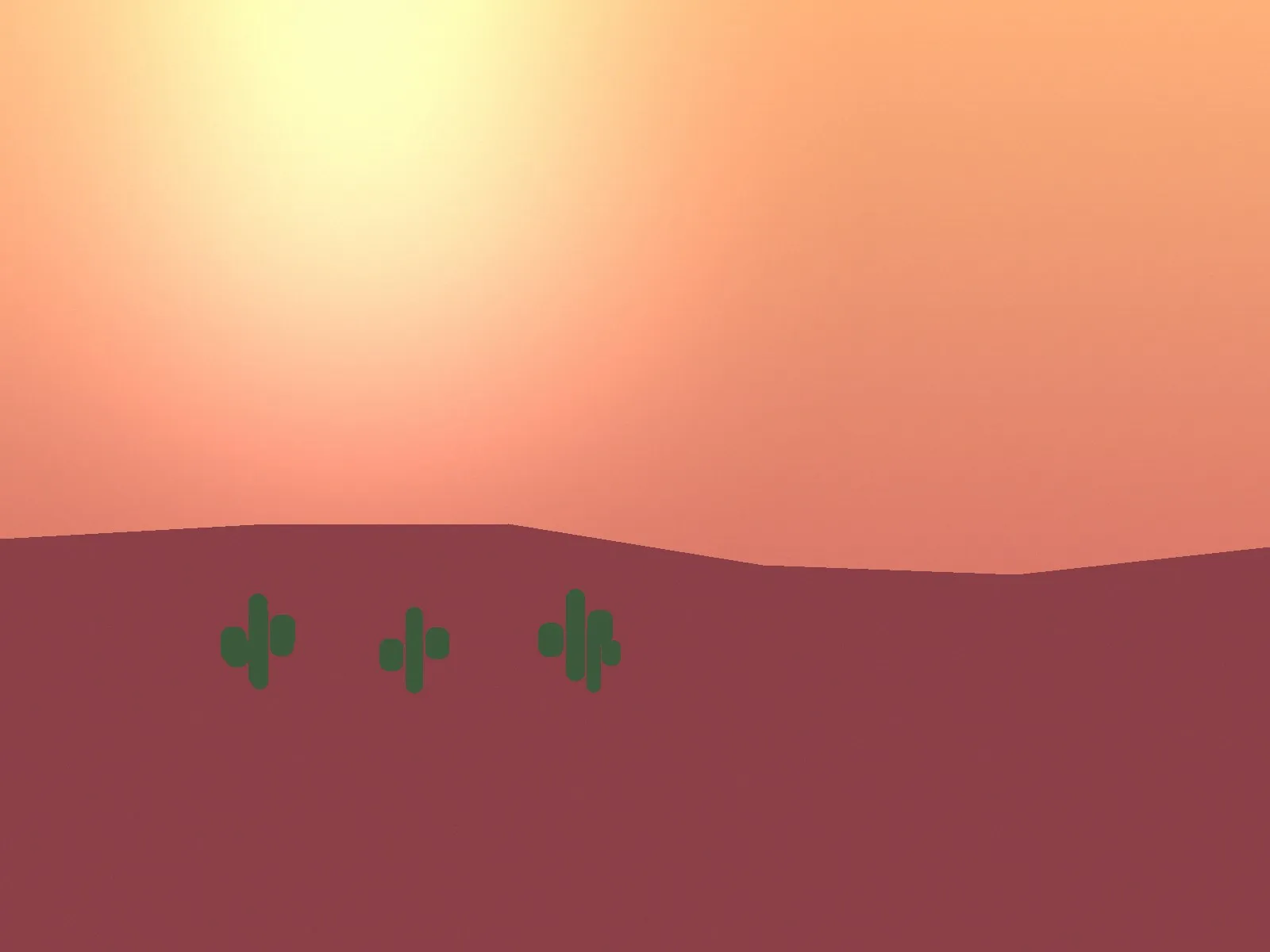 Illustration of warm desert-toned coastline with cactus silhouettes