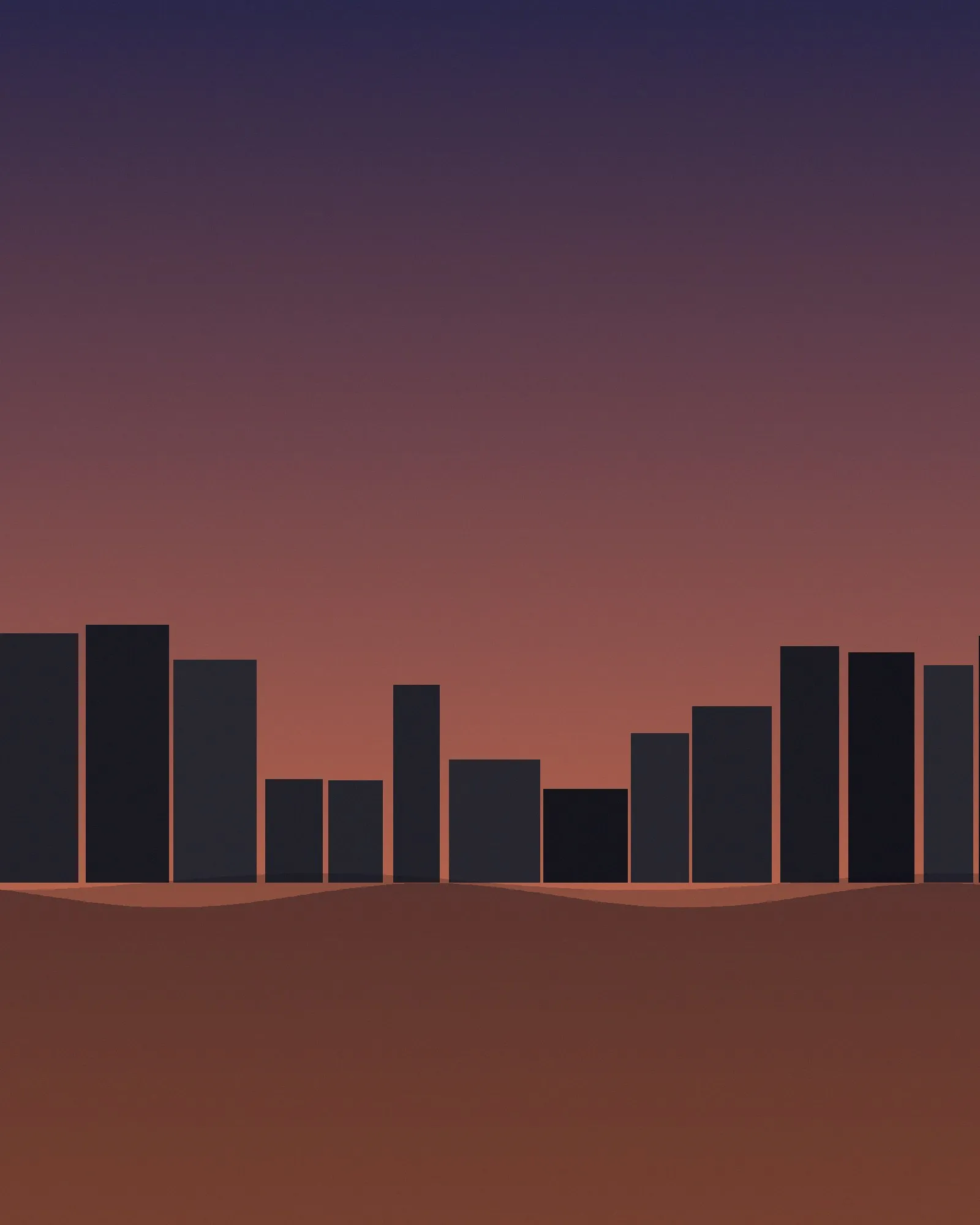 Illustration of a city skyline at dusk