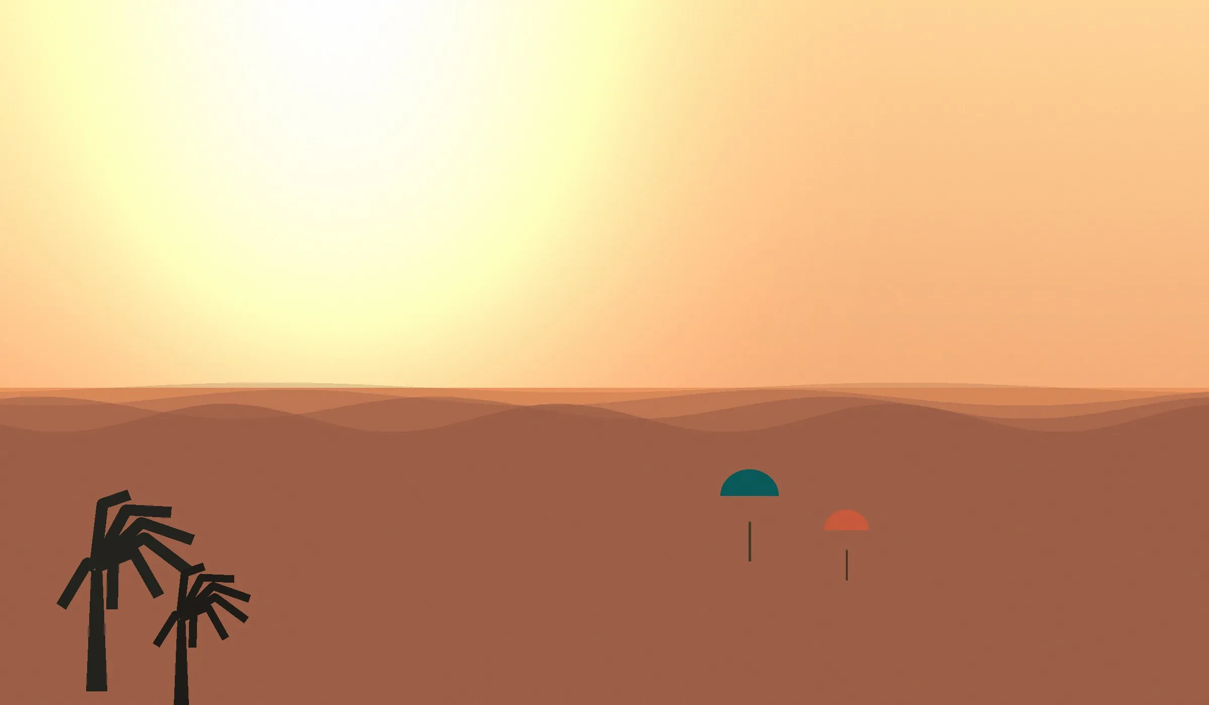 Golden hour illustration of a warm family beach at sunset